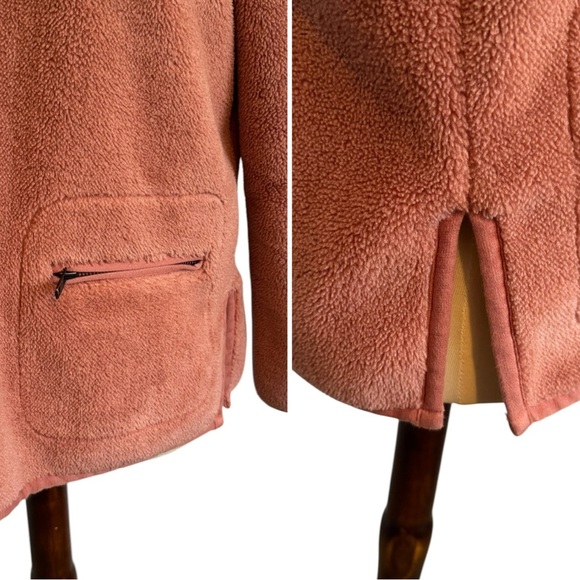 Madewell Dusty Pink Sherpa Pullover Quarter Zip Pullover Zip Pockets Size Small - Picture 4 of 15